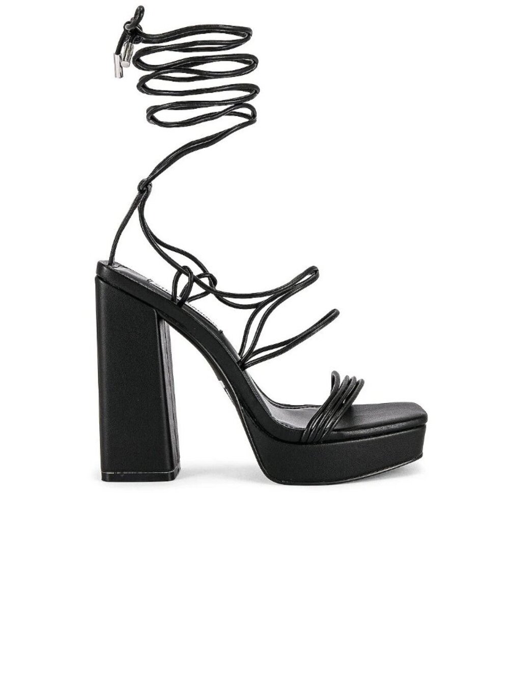 Steve Madden Manzie Platform Ankle-Tie Sandal | Black | Size 9.5